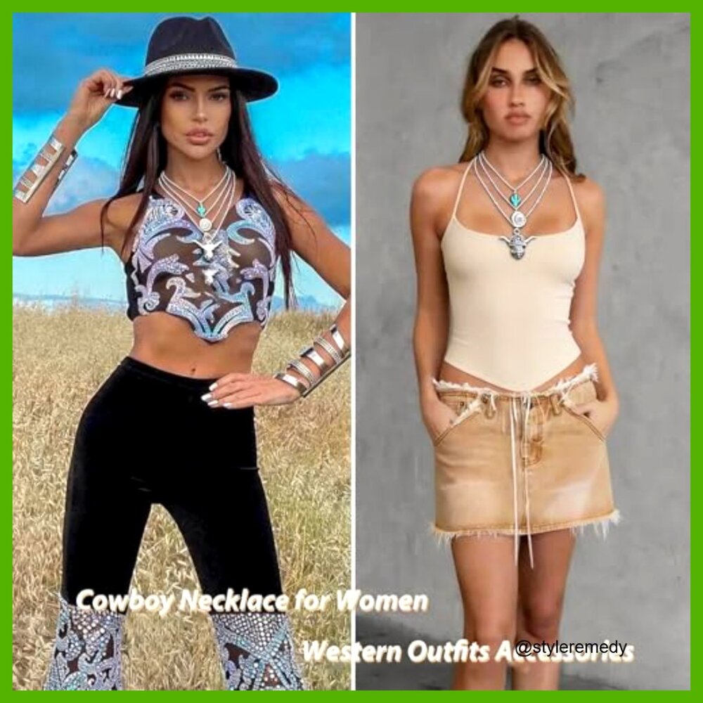 Layered Turquoise Statement Necklace Earrings Set… - image 7